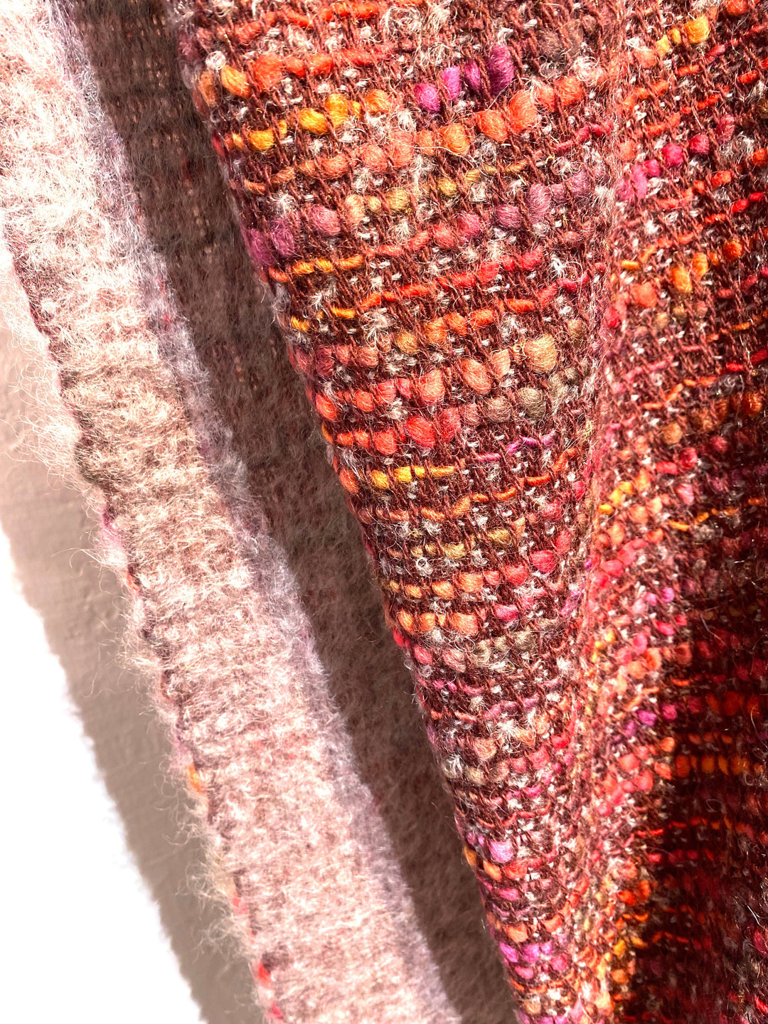 Mantas Ezcaray Sofadecke Mohair Decke - 130 x 200cm - Grau, Rot, Pink, orange