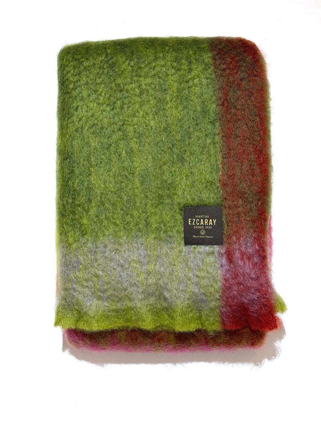 Mantas Ezcaray Sofadecke Mohair Decke -  130x200cm - grün rosa burgundy bei Nauli and Stories