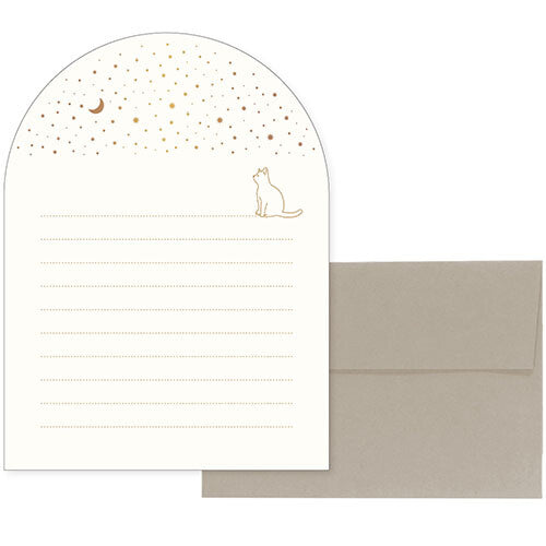 matoka el commun Briefpapier Briefpapier - Katze unter Sternenhimmel bei Nauli and Stories