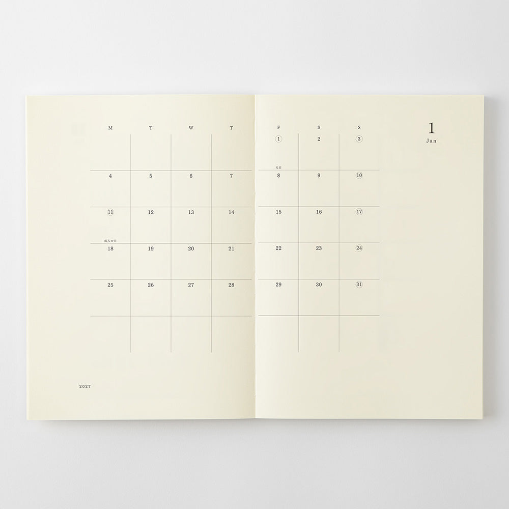 MD Paper | Midori Monatskalender MD Notebook Diary A5 2027 lined bei Nauli and Stories