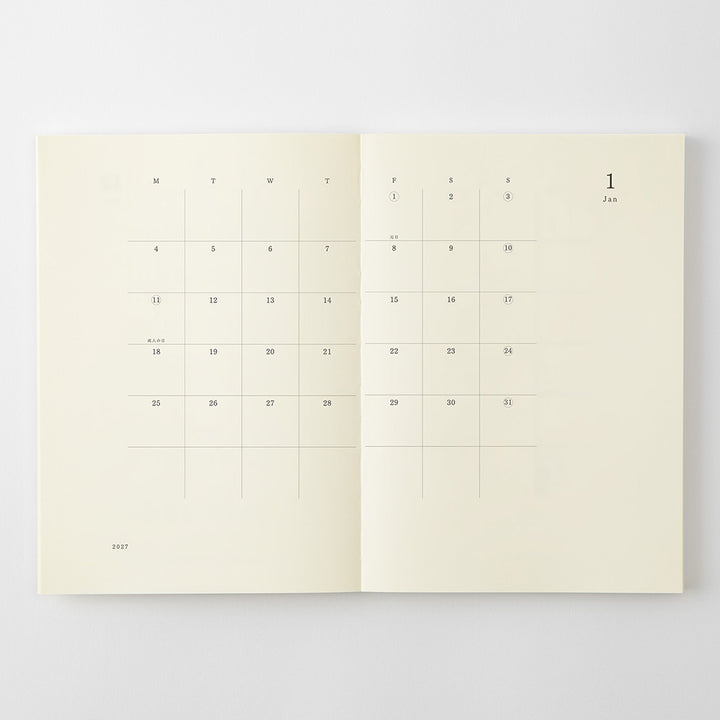 MD Paper | Midori Monatskalender MD Notebook Diary A5 2027 lined bei Nauli and Stories