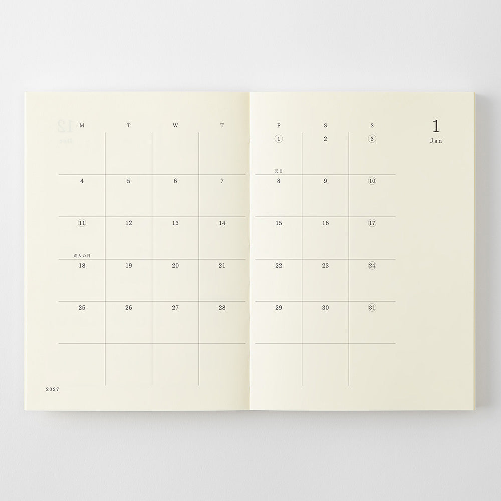 MD Paper | Midori Monatskalender MD Notebook Diary A6 2027 lined bei Nauli and Stories