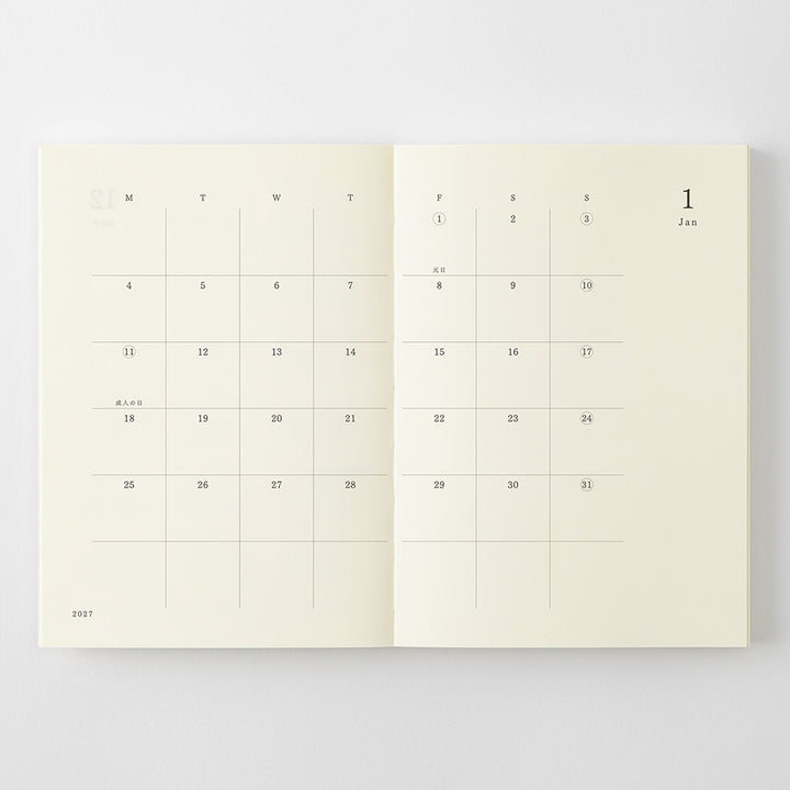 MD Paper | Midori Monatskalender MD Notebook Diary A6 2027 lined bei Nauli and Stories
