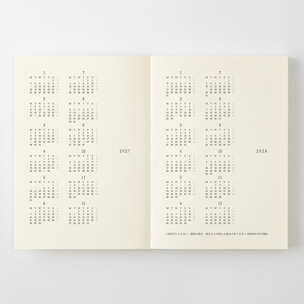 MD Paper | Midori Monatskalender MD Notebook Diary A6 2027 lined bei Nauli and Stories
