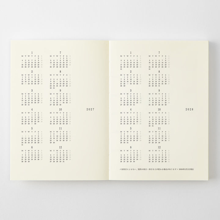 MD Paper | Midori Monatskalender MD Notebook Diary A6 2027 lined bei Nauli and Stories