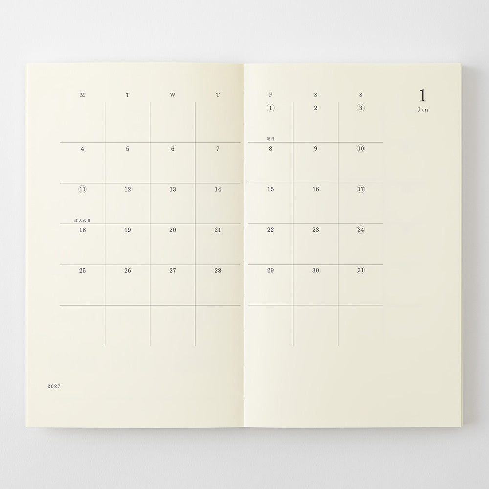 MD Paper | Midori Monatskalender MD Notebook Diary B6 Slim 2027 lined - Kalender bei Nauli and Stories
