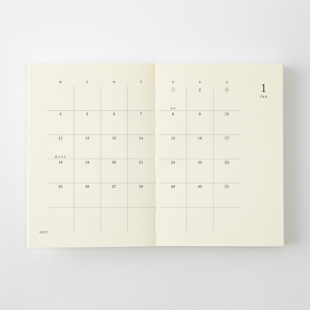 MD Paper | Midori Monatskalender NEW MD Notebook Diary A7 2027 bei Nauli and Stories