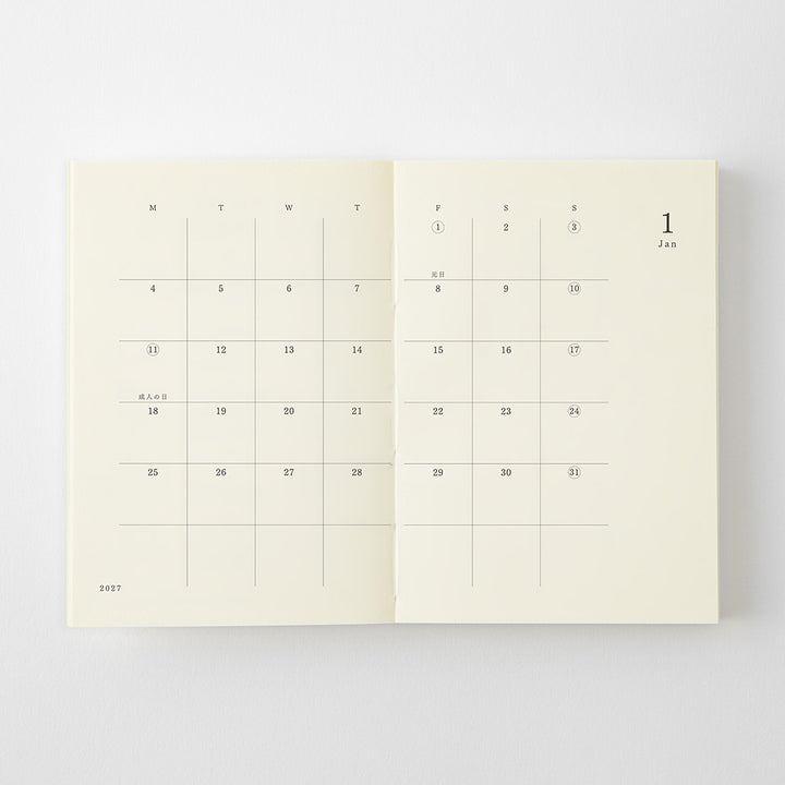 MD Paper | Midori Monatskalender NEW MD Notebook Diary A7 2027 bei Nauli and Stories