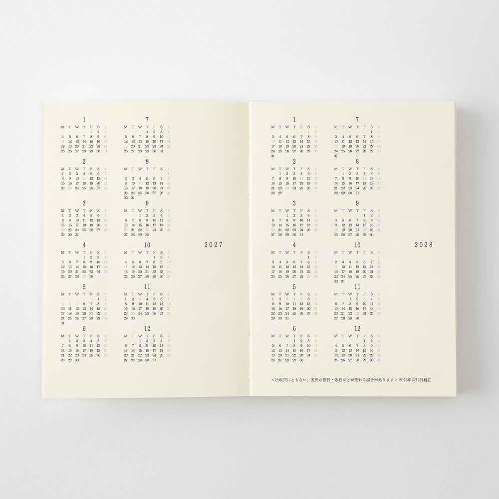 MD Paper | Midori Monatskalender NEW MD Notebook Diary A7 2027 bei Nauli and Stories