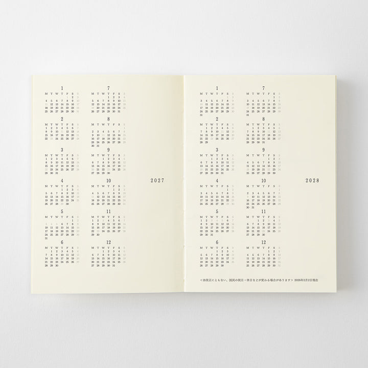 MD Paper | Midori Monatskalender NEW MD Notebook Diary A7 2027 bei Nauli and Stories