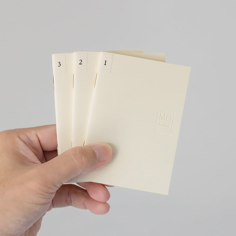 MD Paper | Midori Notizhefte Notizheft DIN A7 | MD Notebook Light Blank (blanko) – 3er Pack bei Nauli and Stories