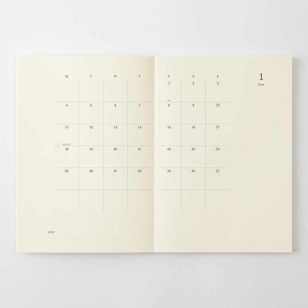 MD Product | Midori Monatskalender PRE-ORDER  MD Notebook Diary A5 Thin 2027 bei Nauli and Stories