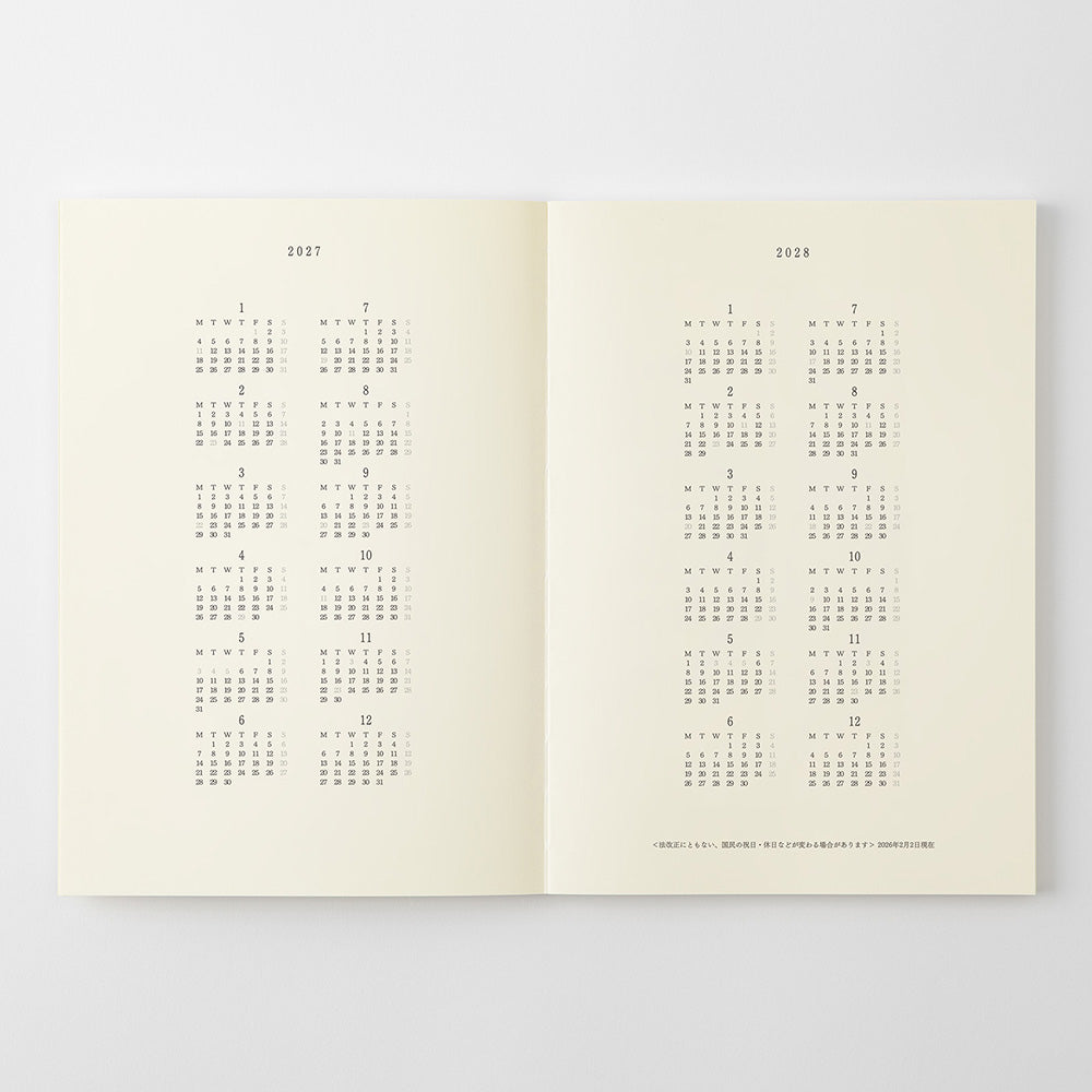 MD Product | Midori Monatskalender PRE-ORDER  MD Notebook Diary A5 Thin 2027 bei Nauli and Stories