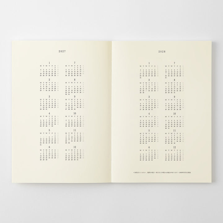 MD Product | Midori Monatskalender PRE-ORDER  MD Notebook Diary A5 Thin 2027 bei Nauli and Stories