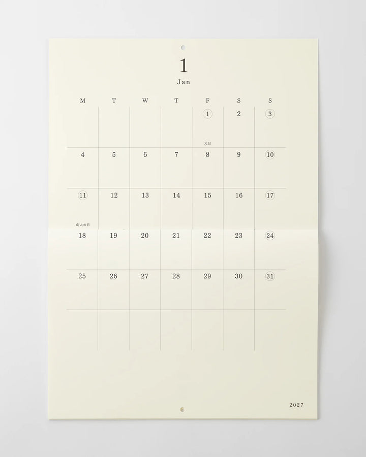 MD Product | Midori Wandkalender MD Calendar Folded Wall-Hanging A3 2027 bei Nauli and Stories