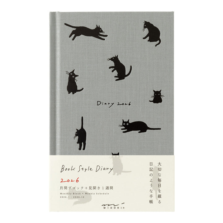 Midori 2026  book-style diary B6 Cat grey bei Nauli and Stories