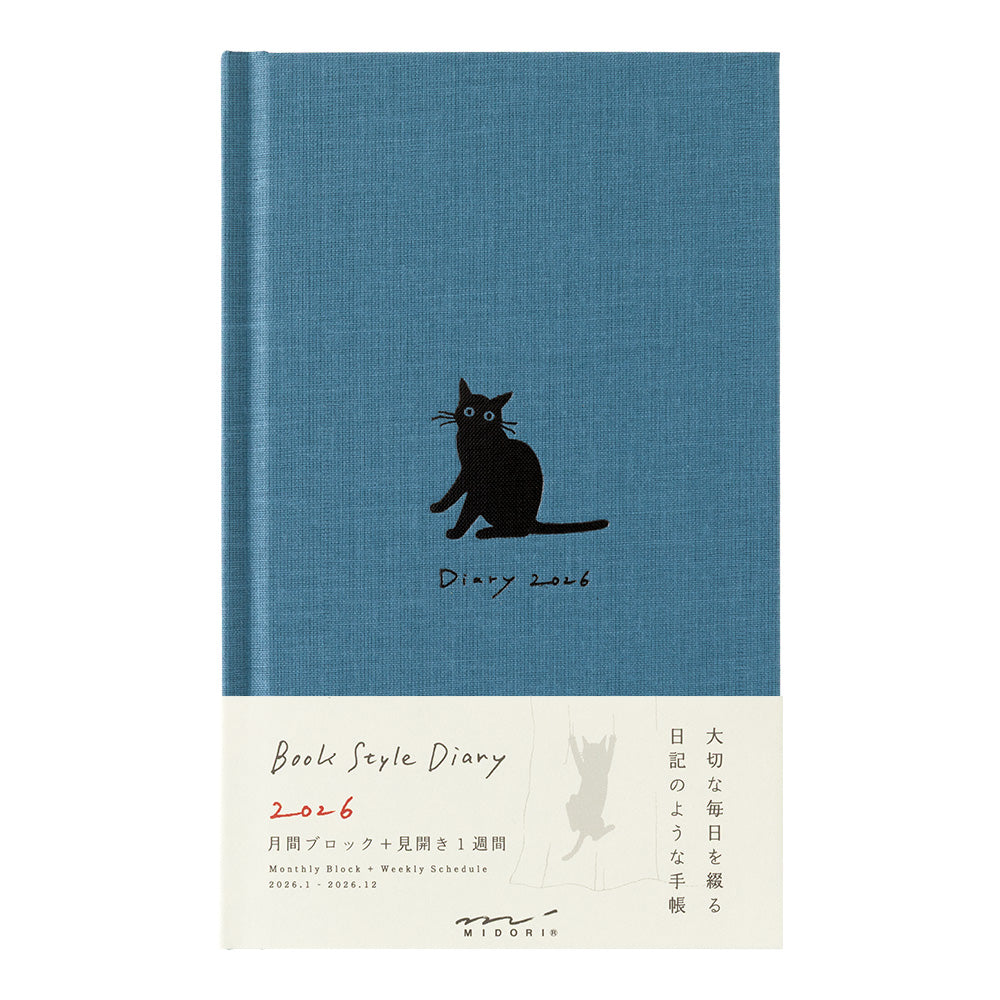 Midori 2026  book-style diary B6 Cat navy bei Nauli and Stories