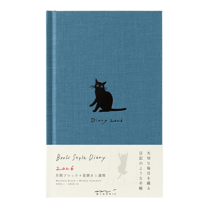 Midori 2026  book-style diary B6 Cat navy bei Nauli and Stories