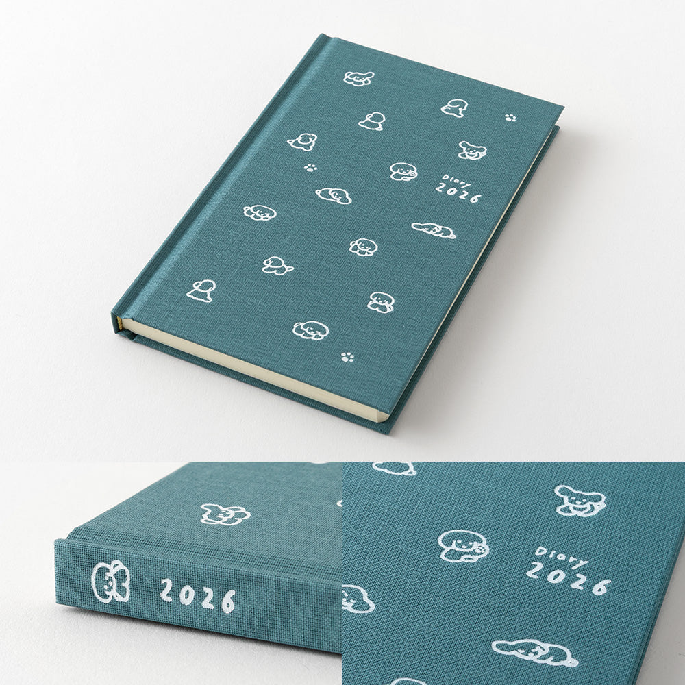 Midori 2026  book-style diary B6 Dog blue green bei Nauli and Stories