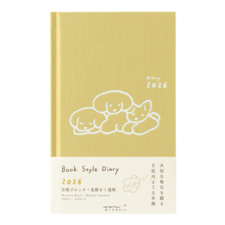 Midori 2026  book-style diary B6 Dog yellow bei Nauli and Stories