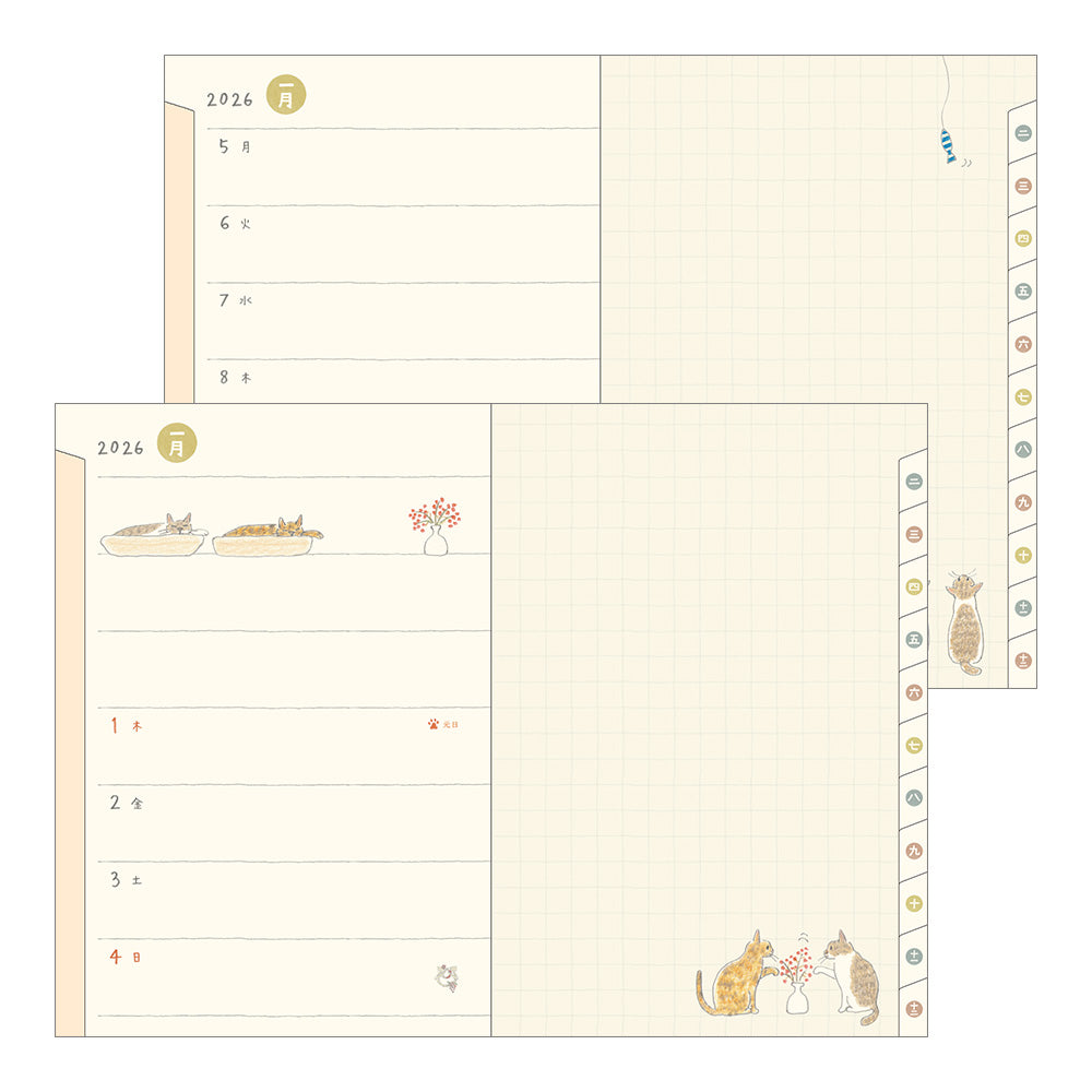 Midori 2026 Pocket Diary B6 Cat bei Nauli and Stories