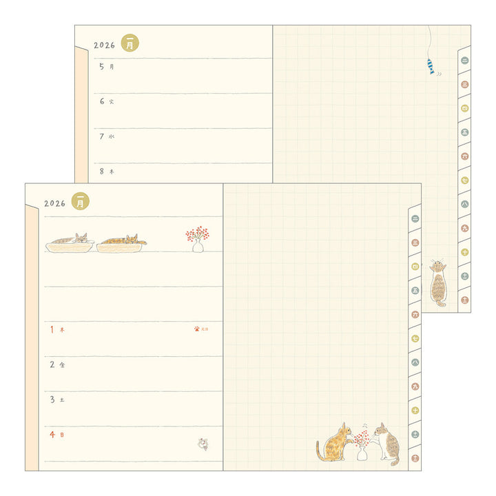 Midori 2026 Pocket Diary B6 Cat bei Nauli and Stories