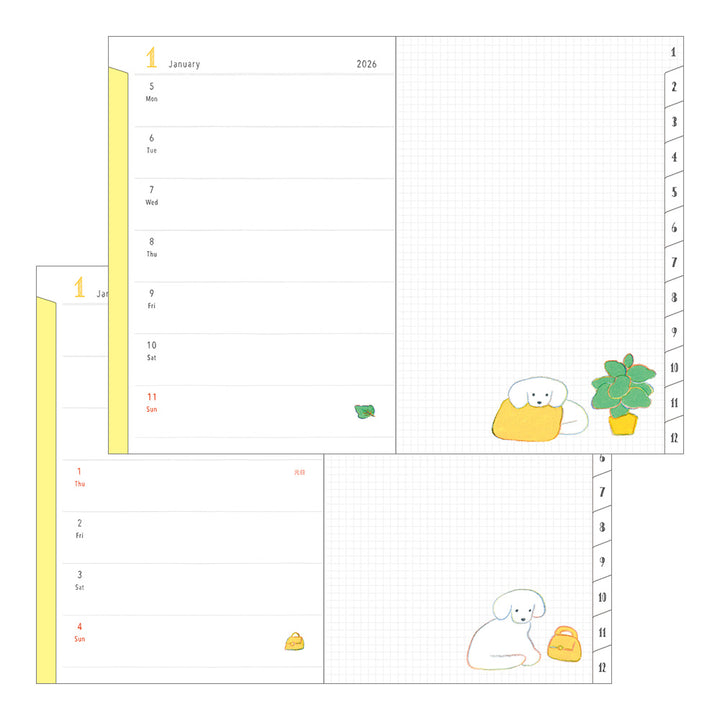 Midori 2026 Pocket Diary B6 Dog bei Nauli and Stories