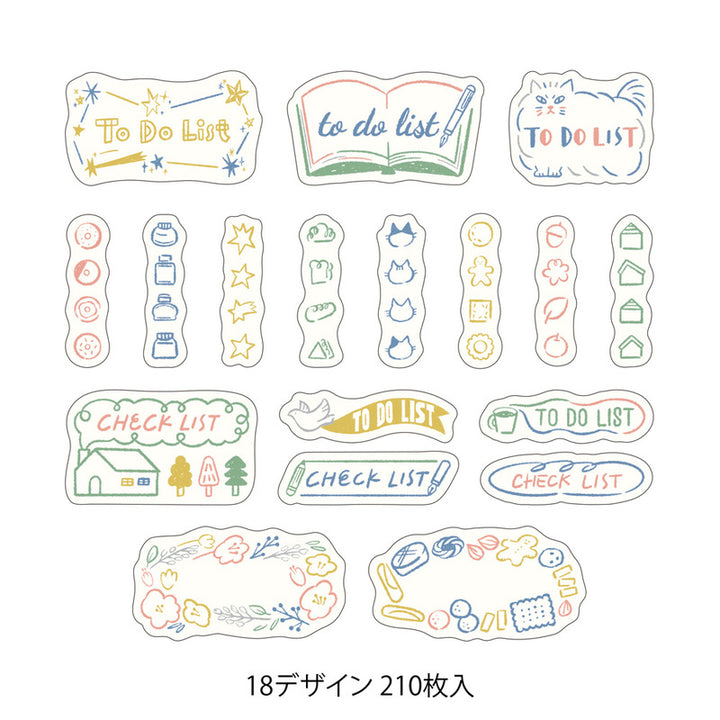 Midori Aufkleber Yuru Log Vol. 3 Roll Sticker List bei Nauli and Stories