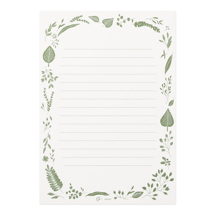 Midori Briefpapier Briefpapier Foil Stamped Envelopes - Blätter grün