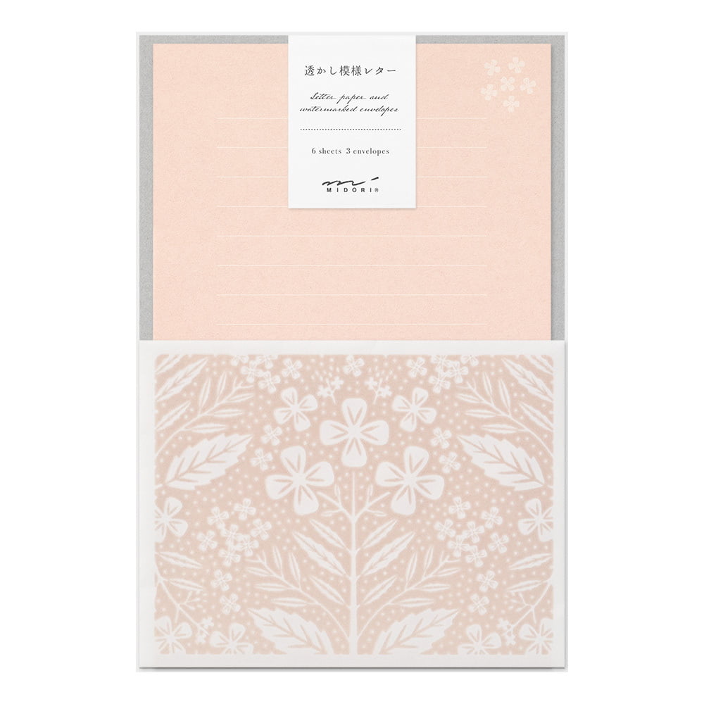 Midori Briefpapier Letterset Watermark Flower bei Nauli and Stories