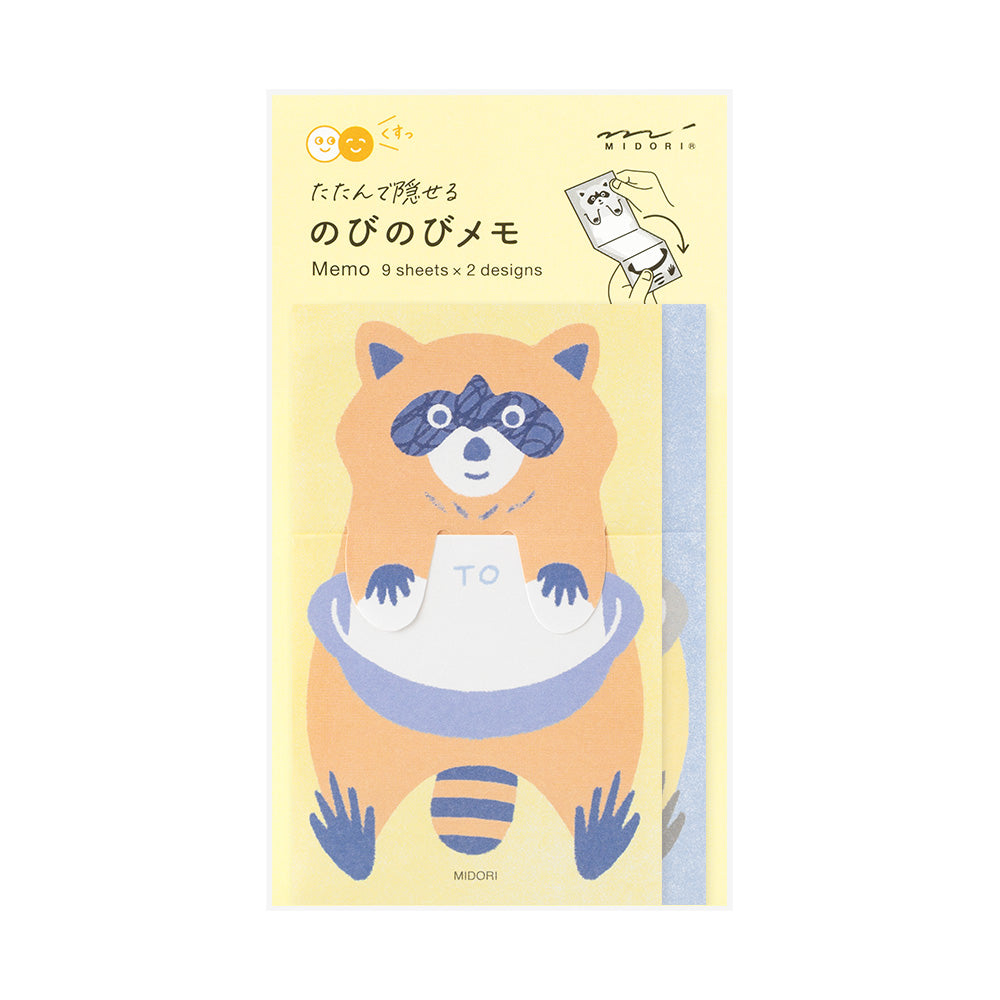 Midori Briefpapier Memo Stretchy Raccoon bei Nauli and Stories