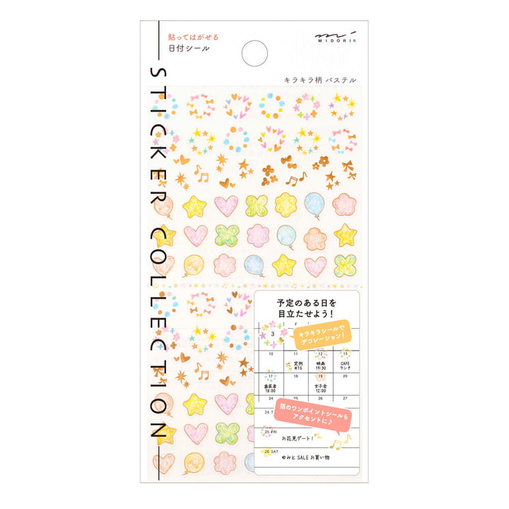 Midori Deko-Aufkleber Diary Sticker Date Twinkling Pastel