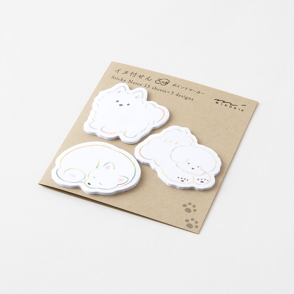 Midori Haftnotitzzettel Sticky Notes Point White Dog