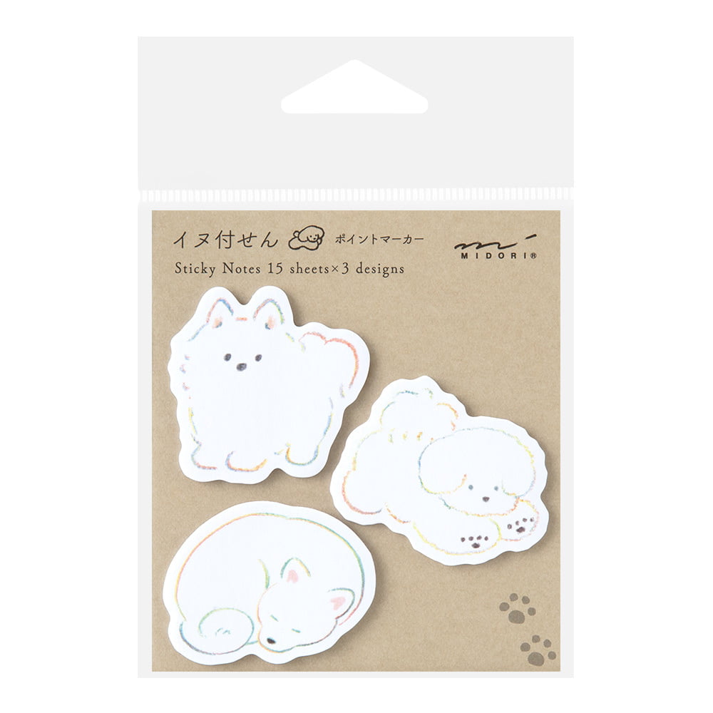 Midori Haftnotitzzettel Sticky Notes Point White Dog