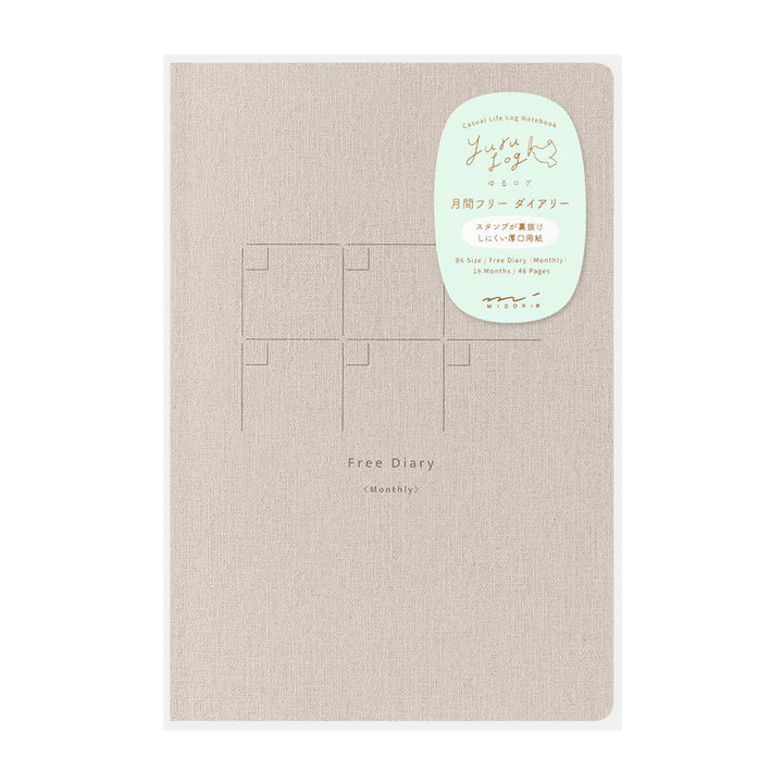 Midori Kalender, Organizer & Zeitplaner Yuru Log Notebook B6 Free Diary Monthly - undatierter Monatskalender