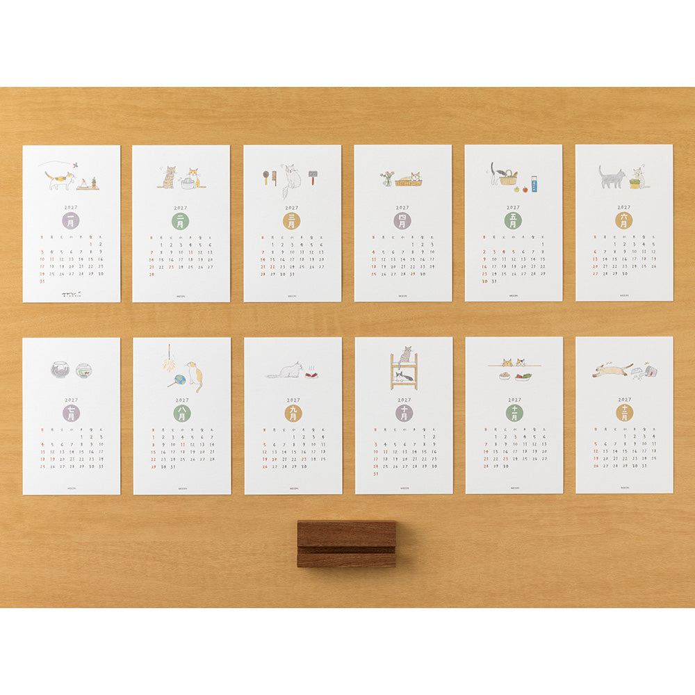 Midori Kalender Stand Calendar Cat 2027 bei Nauli and Stories