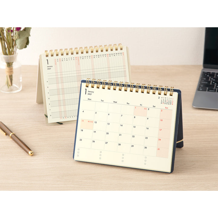Midori Monatskalender 2027 Plus Stand Diary B6 Variant Navy | Monatskalender bei Nauli and Stories