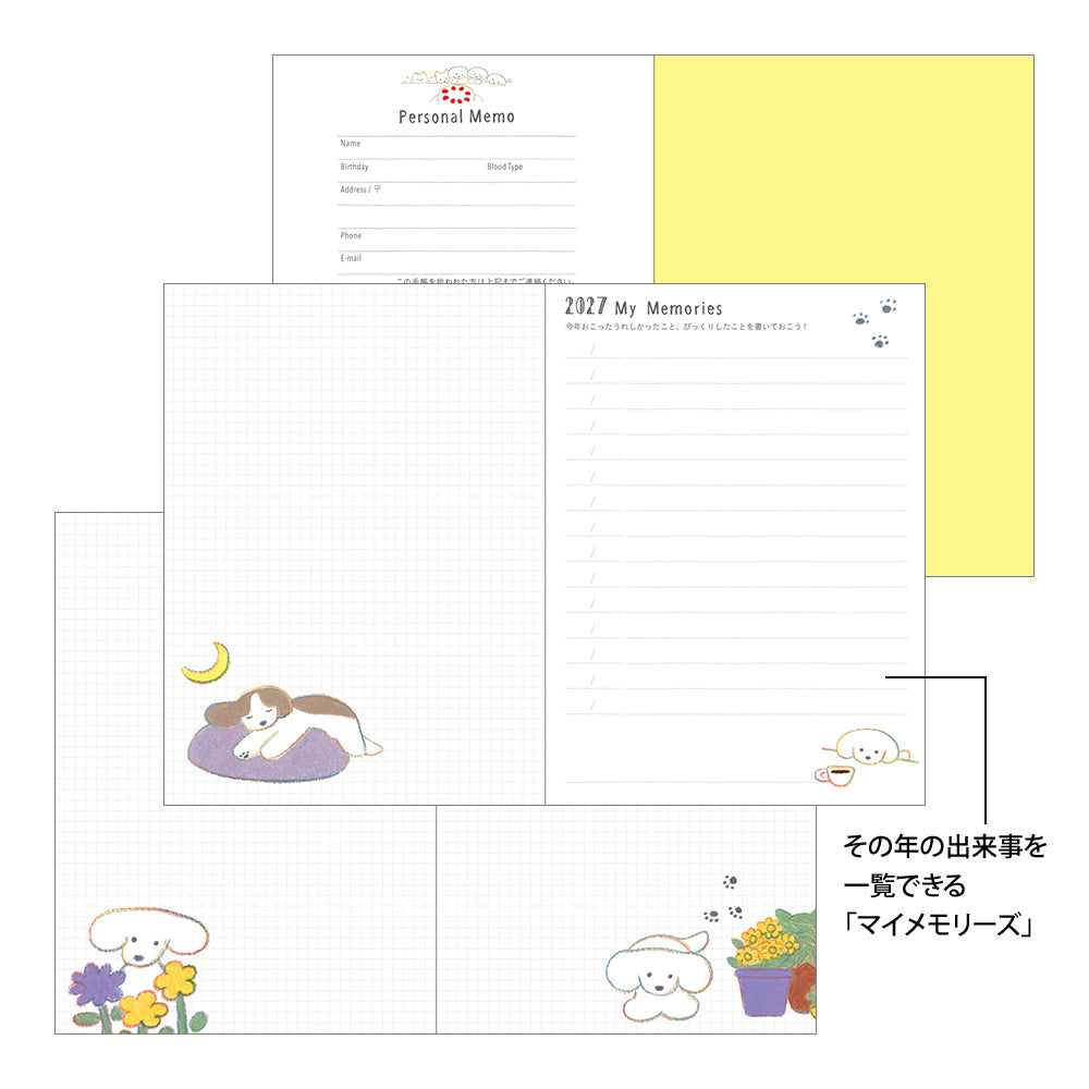 Midori Monatskalender 2027 Pocket Diary A6 Dog | Kalender bei Nauli and Stories