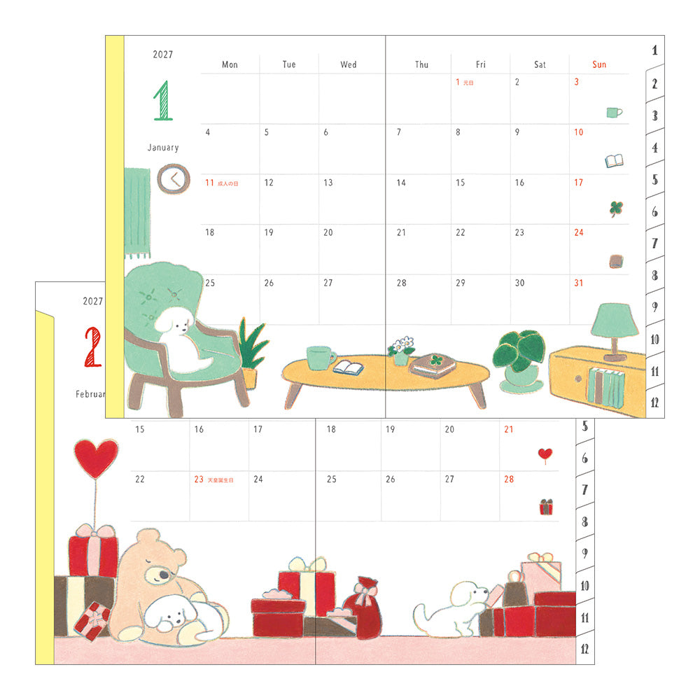 Midori Monatskalender 2027 Pocket Diary A6 Dog | Kalender bei Nauli and Stories