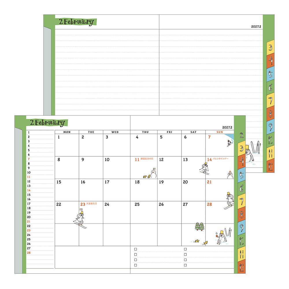 Midori Monatskalender 2027 Pocket Diary A6 Monthly Ojisan | Kalender bei Nauli and Stories