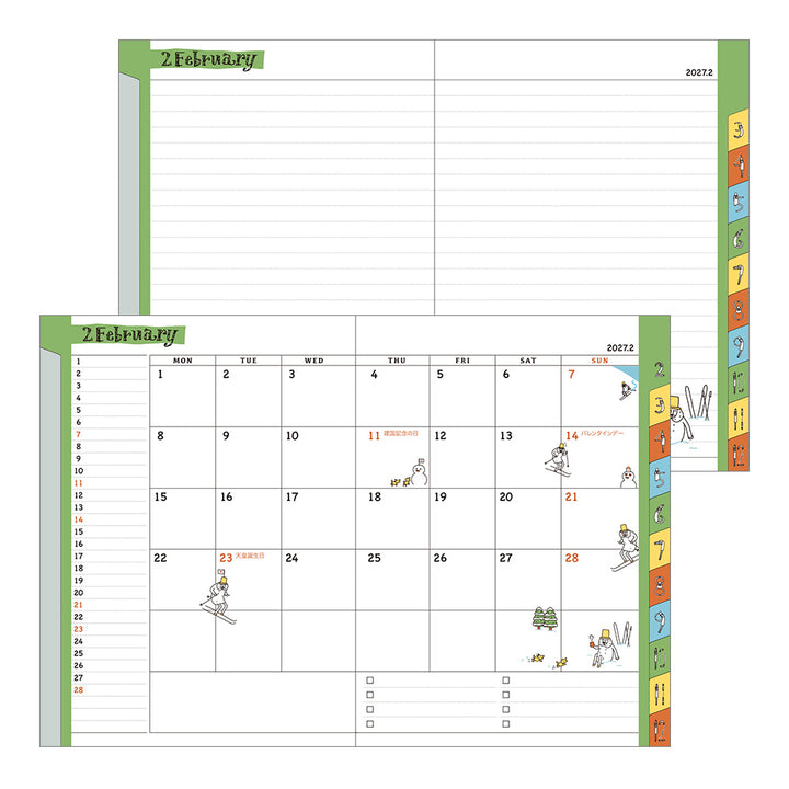 Midori Monatskalender 2027 Pocket Diary A6 Monthly Ojisan | Kalender bei Nauli and Stories