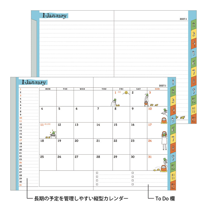 Midori Monatskalender 2027 Pocket Diary A6 Monthly Ojisan | Kalender bei Nauli and Stories