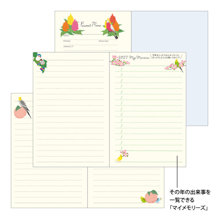 Midori Monatskalender 2027 Pocket Diary Mini Bird | Monatskalender bei Nauli and Stories