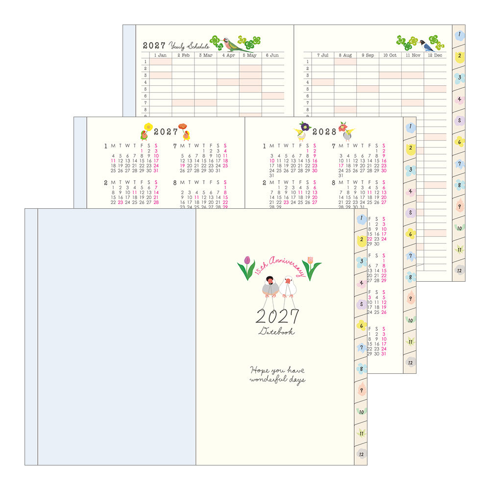 Midori Monatskalender 2027 Pocket Diary Mini Bird | Monatskalender bei Nauli and Stories