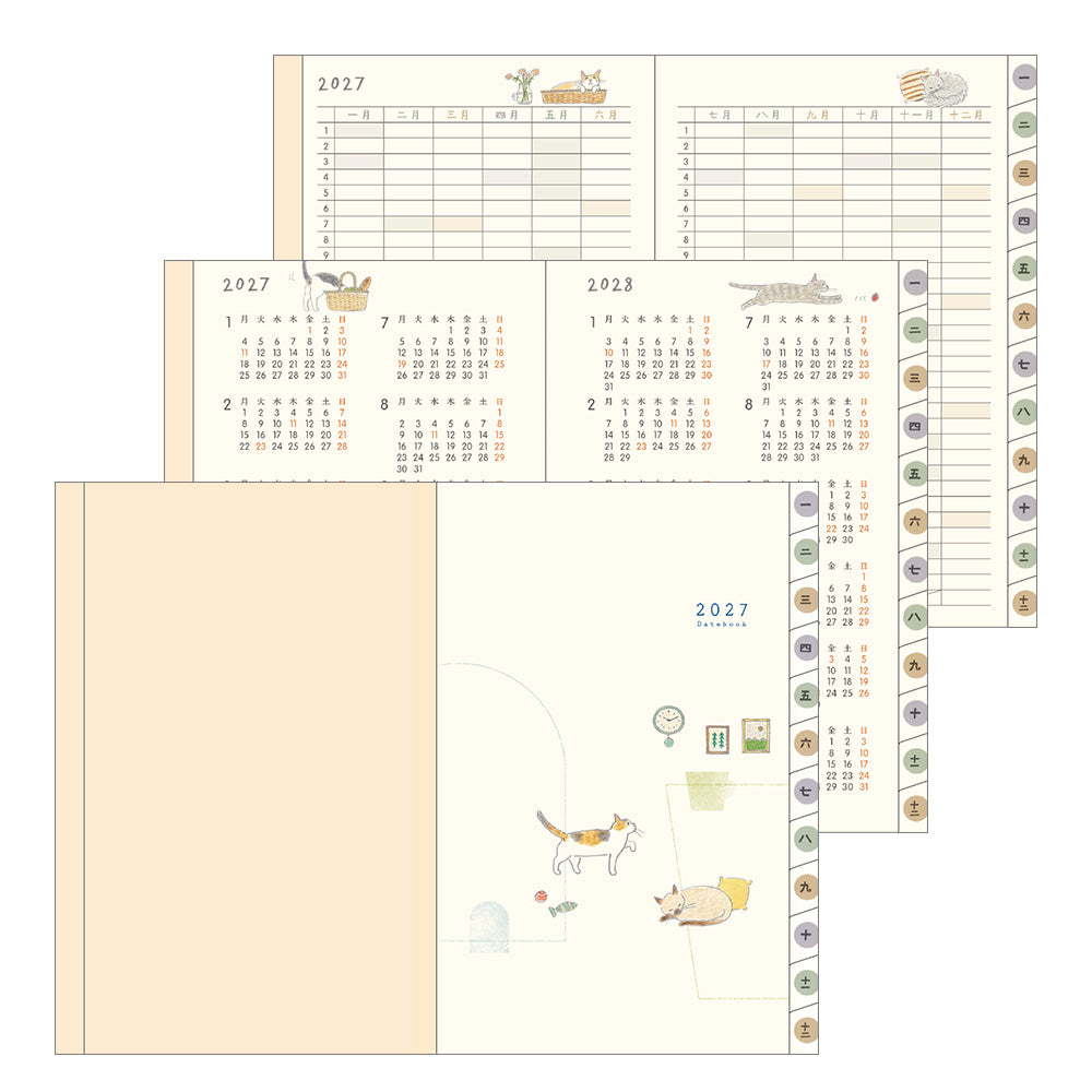 Midori Monatskalender 2027 Pocket Diary Mini Cat | Monatskalender Katzen bei Nauli and Stories