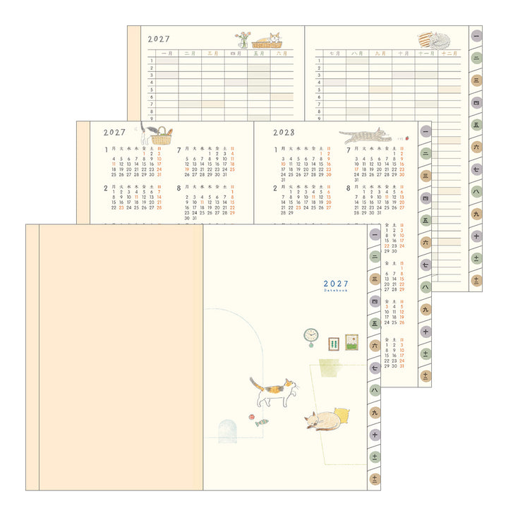 Midori Monatskalender 2027 Pocket Diary Mini Cat | Monatskalender Katzen bei Nauli and Stories
