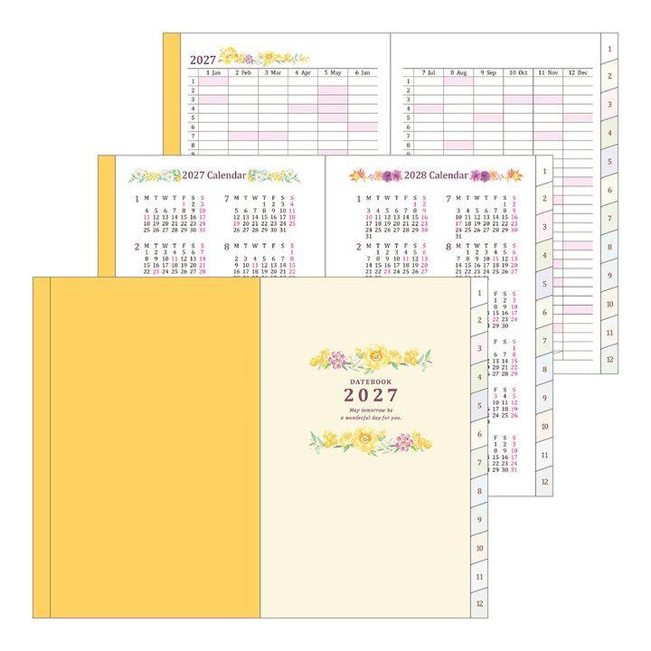 Midori Monatskalender 2027 Pocket Diary Mini Country Time Flower | Monatskalender bei Nauli and Stories