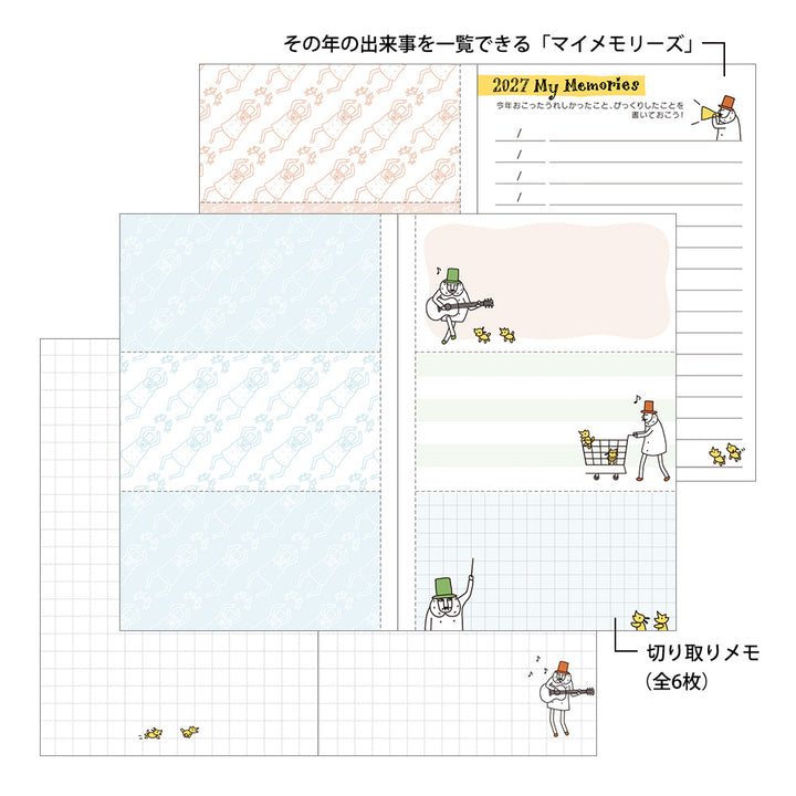 Midori Monatskalender 2027 Pocket Diary Mini Ojisan | Monatskalender bei Nauli and Stories