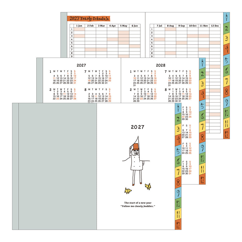 Midori Monatskalender 2027 Pocket Diary Mini Ojisan | Monatskalender bei Nauli and Stories