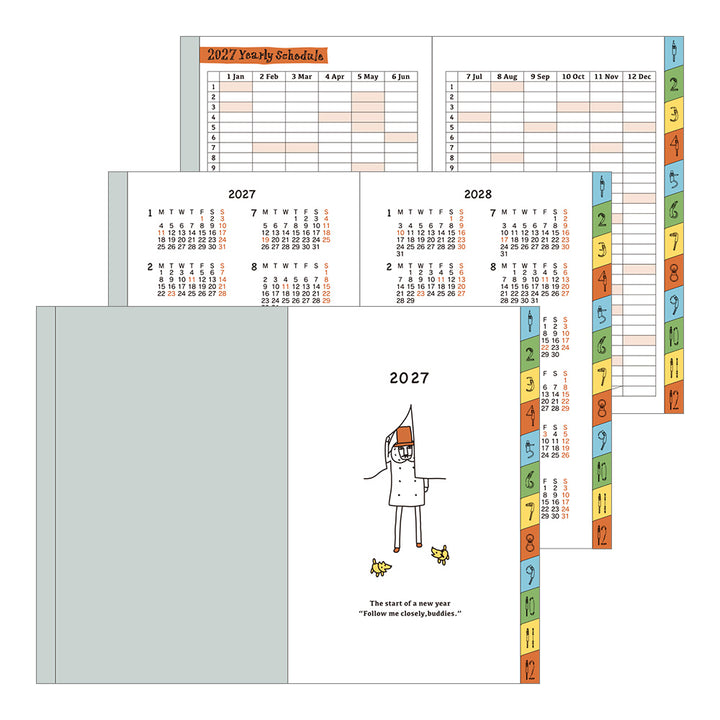 Midori Monatskalender 2027 Pocket Diary Mini Ojisan | Monatskalender bei Nauli and Stories